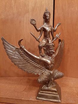 Messing-Figur, Vishnu und Garuda  - Indien - 20. Jahrhundert
