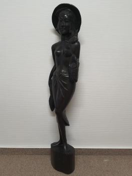 Holz-Figur, (99,5cm) Feldarbeiterin  - Bali - Anfang 20. Jahrhundert