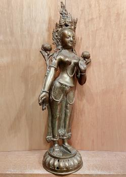 Messing-Figur, Tara  - Indien - Mitte 20. Jahrhundert