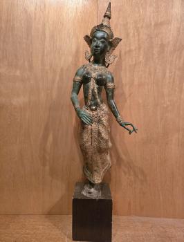 Bronze-Figur, Tempeltänzerin  - Thailand - Mitte 20. Jahrhundert