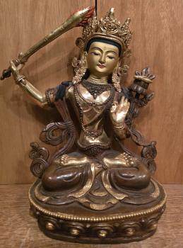 Bronze-Figur, Manjushri  - Indien - 20. Jahrhundert