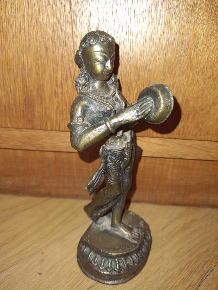 Tempelmusikerin, Bronze-Figur - Indien - 1. Hälfte 20. Jahrhundert