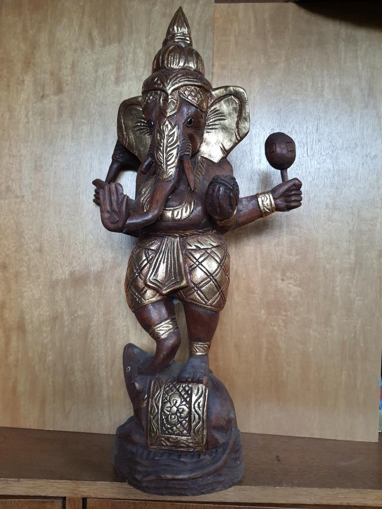 Holz-Figur, Ganesha  - Indien - 20. Jahrhundert